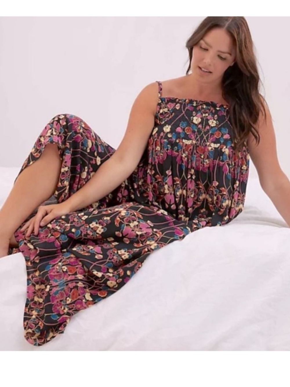 By Anthropologie Quilted Floral Maxi Dress